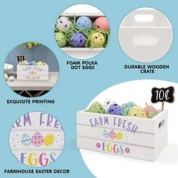 Huray Rayho Easter Mini Wood Crate Set for Spring Decor