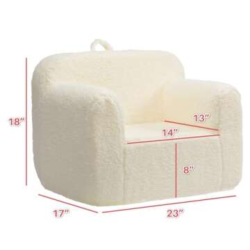 ALIMORDEN Kids Ultra-Soft Snuggle Foam Filled Chair, Toddler Cuddly Sherpa Reading Couch for Boys and Girls, Cream