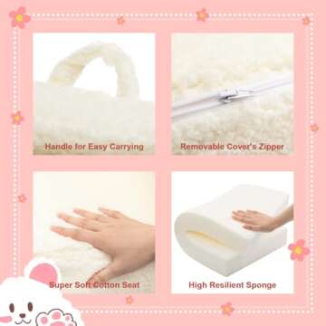 ALIMORDEN Kids Ultra-Soft Snuggle Foam Filled Chair, Toddler Cuddly Sherpa Reading Couch for Boys and Girls, Cream