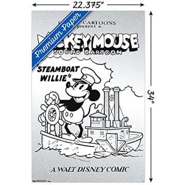 Trends Mickey Mouse Black and White Wall Poster 22x34