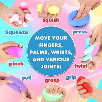 Slow Rise Stress Balls 32 Pack: Squishy Ball Bulk for Anxiety Relief, Hand Therapy Toys for Kids Adu...