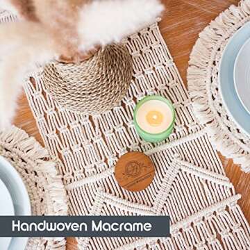 SnugLife Macrame Table Runner Long | Boho Table Runner | Wedding Table Decor | Vintage Farmhouse and Bohemian Dining Room Style (13" Wx36 L)