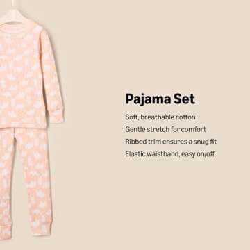 Amazon Essentials x Sofia Grainge Unisex Babies' Snug-Fit Cotton Pajamas, Pack of 2, Pink/Polar Bear, 12 Months