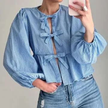 Trendy Y2K Leopard Print Peplum Babydoll Tops для Women with Puff Sleeve