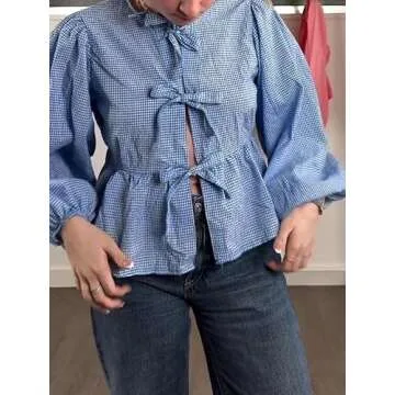 Chic Y2K Leopard Print Peplum Tie Front Tops for Women