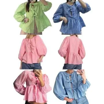 Chic Y2K Leopard Print Peplum Tie Front Tops for Women