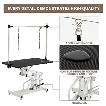 SUNCOO Hydraulic Pet Grooming Table with Adjustable Arm