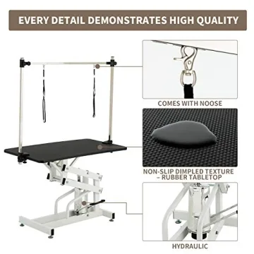 SUNCOO Hydraulic Pet Grooming Table with Adjustable Arm