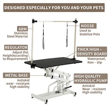 SUNCOO Hydraulic Pet Grooming Table with Adjustable Arm