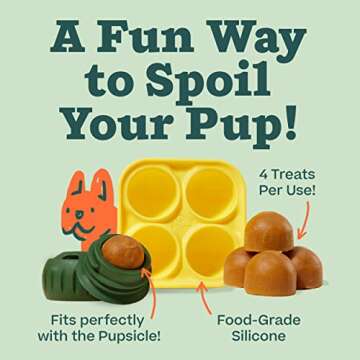 WOOF Pupsicle Treat Tray Mold, Large 25-75lbs, Silicone Molds for Dog Treats, Dishwasher Safe, Reusa...