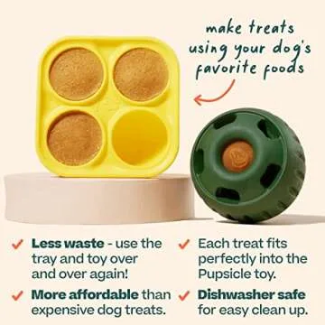 WOOF Pupsicle Treat Tray Mold, Large 25-75lbs, Silicone Molds for Dog Treats, Dishwasher Safe, Reusable Treat Tray, Freeze Refill Treats For The Pupsicle Toy