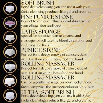 Premium Facial Cleansing Brush 7 in 1 Flawless Gold Edition