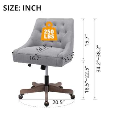 Swivel Home Office Chair, Modern Fabric Upholstered Tufted Accent Computer Desk Chair with Ergonomic...