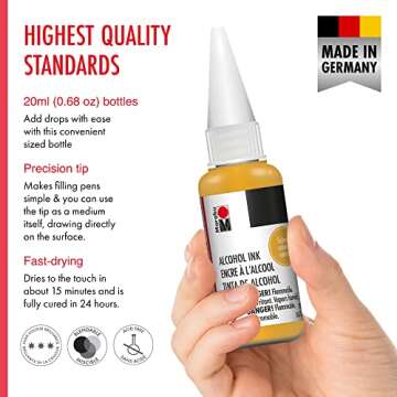 Marabu Yellow Alcohol Ink Set - 5 Colors Set, Sunshine Yellow, Metallic Yellow, Sahara, Lemon, Neon ...