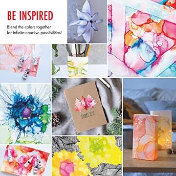 Marabu Yellow Alcohol Ink Set - 5 Colors Set, Sunshine Yellow, Metallic Yellow, Sahara, Lemon, Neon Yellow - Alcohol Ink for Epoxy Resin, Tumblers, Alcohol Ink Paper - Large 0.68 Ounce Inks