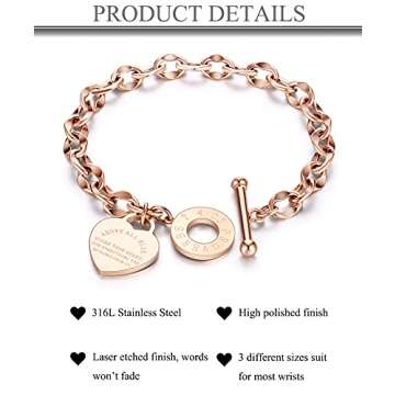ALEXTINA Dainty Heart Charm Stainless Steel Bracelet