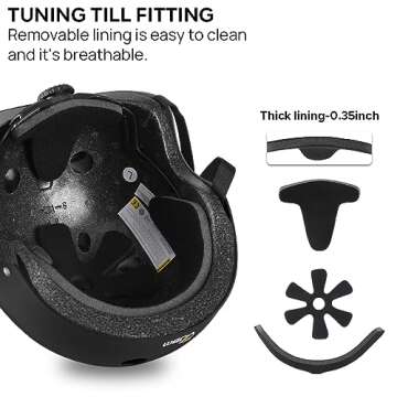 Lightweight JBM Skateboard Helmet with Adjustable Fit & Ventilation