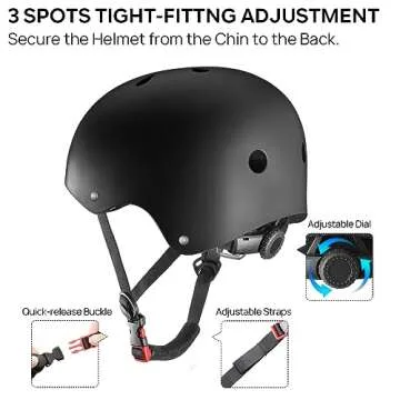 Lightweight JBM Skateboard Helmet with Adjustable Fit & Ventilation