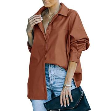 Cnkwei Womens Faux PU Leather Shackets - Trendy Outwear