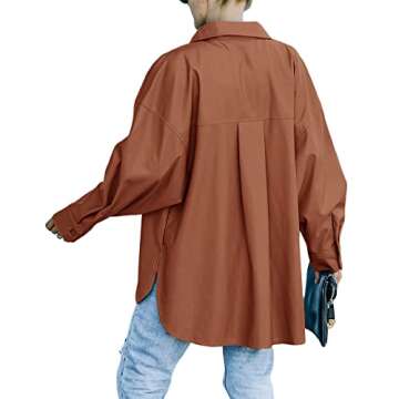 Cnkwei Womens Faux PU Leather Shackets - Trendy Outwear