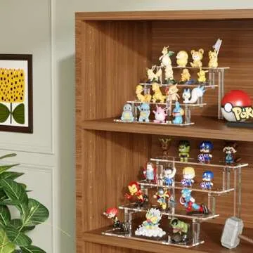 WINKINE Clear Perfume Organizer, Acrylic Risers for Display, Risers Compatible with Funko Amiibo POP Figures, 4 Tiered Cupcake Stand for Dresser, Cologne Stand Organizer, Shelf Stand Risers, 3 Pack