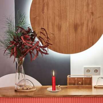 FOMIYES Handcrafted Light Brown Ceramic Candle Plate Holder for Home Decoration