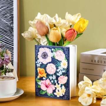 Uiifan Book Shaped Small Flower Vase - Unique Home Decor for Book Lovers