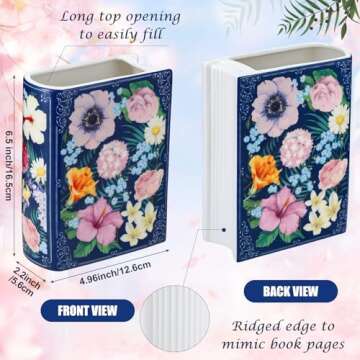 Uiifan Book Shaped Small Flower Vase for Home Decor
