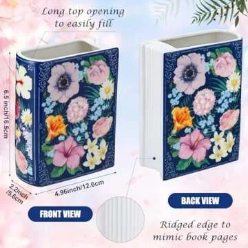 Uiifan Book Shaped Small Flower Vase for Home Decor