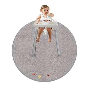 Scheuer Brand Leather Splat Mat - Waterproof Baby High Chair Floor Mat | High Chair Mat | Splat Mat for Under High Chair | Baby Food Mat | Splash and Spill Mat | Under Highchair Mat (Grey-Circle)