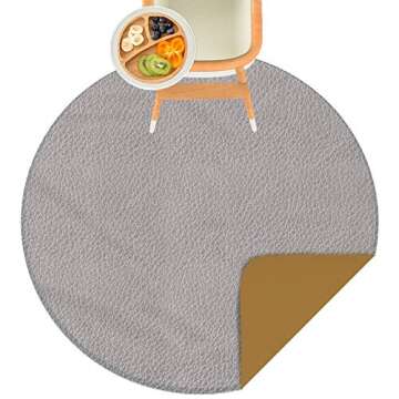 Scheuer Brand Leather Splat Mat - Waterproof Baby High Chair Floor Mat | High Chair Mat | Splat Mat for Under High Chair | Baby Food Mat | Splash and Spill Mat | Under Highchair Mat (Grey-Circle)