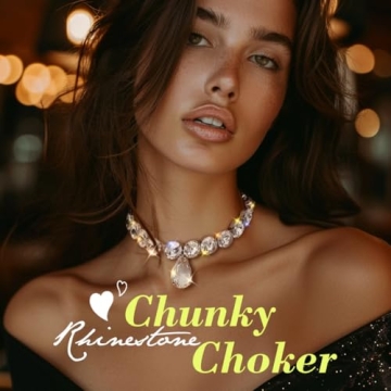 ACEDRE Rhinestone Choker Necklace Stylish Crystal Jewelry
