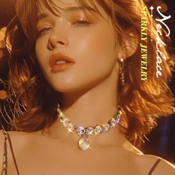 ACEDRE Rhinestone Choker Necklace Stylish Crystal Jewelry