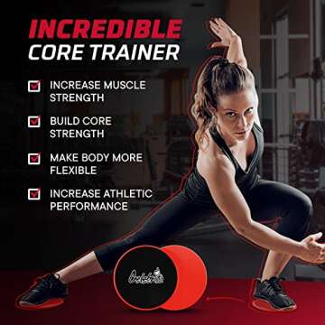 Celebrita Pair of Gliding Discs Core Sliders Ab, Back, Hip, and Leg Exercise Gear for Gym, Home, Yoga, Pilates | Strengthen Abdomen, Burn Fat, Improve Balance (Red)