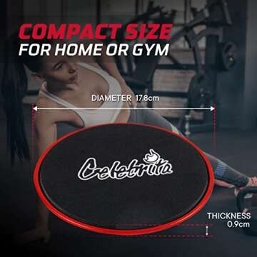 Celebrita Pair of Gliding Discs Core Sliders Ab, Back, Hip, and Leg Exercise Gear for Gym, Home, Yoga, Pilates | Strengthen Abdomen, Burn Fat, Improve Balance (Red)