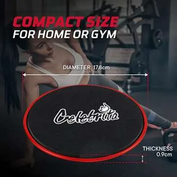 Celebrita Pair of Gliding Discs Core Sliders Ab, Back, Hip, and Leg Exercise Gear for Gym, Home, Yoga, Pilates | Strengthen Abdomen, Burn Fat, Improve Balance (Red)