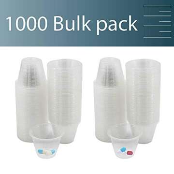 1000 Plastic Disposable Medicine Measuring Mixing Cups, Small 1 oz Dosage Graduated