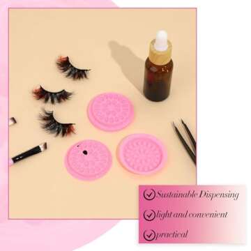 Eyelash Glue Holder for Eyelash Extensions,100PCS Plastic Lash Trays for Lash Extensions Lash Glue Container (Pink)
