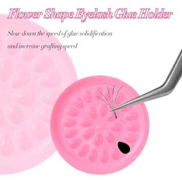 Eyelash Glue Holder for Eyelash Extensions,100PCS Plastic Lash Trays for Lash Extensions Lash Glue Container (Pink)