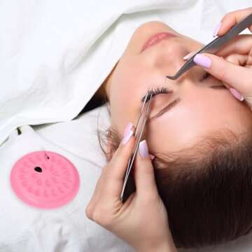 Eyelash Glue Holder for Eyelash Extensions,100PCS Plastic Lash Trays for Lash Extensions Lash Glue Container (Pink)
