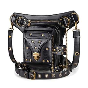 GEARDUKE Black Gothic Rock Steampunk Handbag Waist Pack