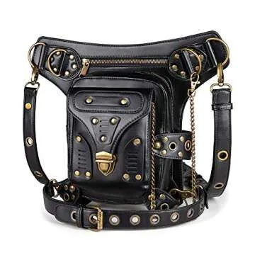 GEARDUKE Black Gothic Rock Steampunk Handbag Waist Pack