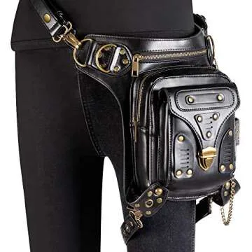 GEARDUKE Black Gothic Rock Steampunk Handbag Waist Pack
