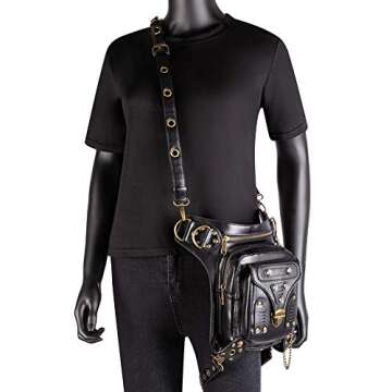 GEARDUKE Black Gothic Rock Steampunk Handbag Waist Pack