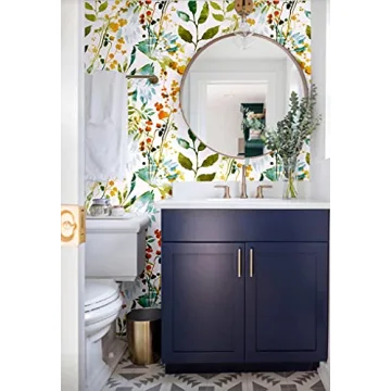 Blooming Wall Peel and Stick Watercolor Wallpaper