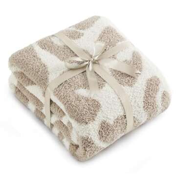 Bedsure Leopard Throw Blanket - Cozy & Stylish Knit Blanket, Khaki, 50x60