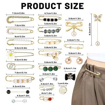60PCS Brooches Pins, Fashion Brooch Pins for Women Shirt Pant Sweater Shawl Hat Clip Pant Waist Tigh...