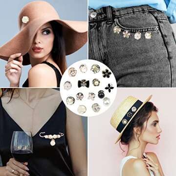 60PCS Brooches Pins, Fashion Brooch Pins for Women Shirt Pant Sweater Shawl Hat Clip Pant Waist Tightener Safety Pins Large Pearl Brooch for Clothes Dress Decoration Accessories