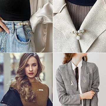 60PCS Brooches Pins, Fashion Brooch Pins for Women Shirt Pant Sweater Shawl Hat Clip Pant Waist Tightener Safety Pins Large Pearl Brooch for Clothes Dress Decoration Accessories