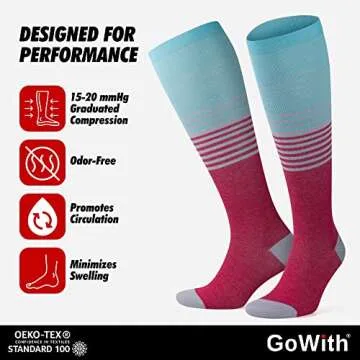 GoWith Unisex Knee High Compression Socks for Comfort
